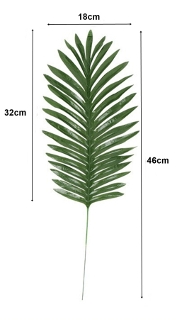 PLANTE SI FLORI ARTIFICIALE - Frunze artificiale de Palmier, din matase artificiala, L 46cm - Set 12 buc