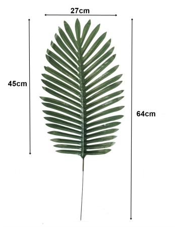 Frunze, Tulpini si Ramuri - Frunze artificiale de Palmier, din PU, L 64cm - Set 12 buc
