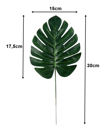 Frunze, Tulpini si Ramuri - Frunze artificiale de Philodendron, din matase artificiala - Set 12 buc