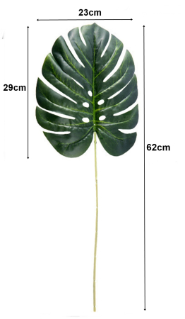 Frunze, Tulpini si Ramuri - Frunze artificiale de Philodendron, din PU, L 62cm - Set 6 buc