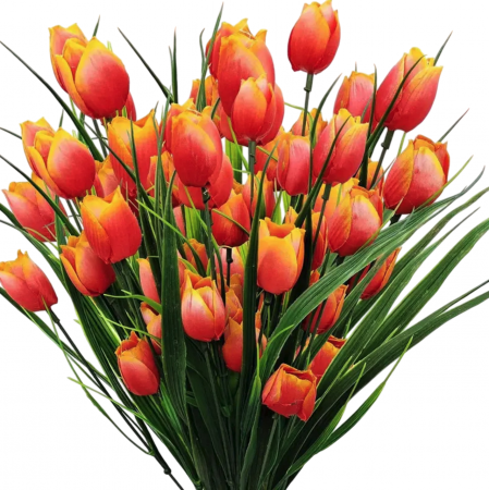 Buchete Flori Artificiale - Lalea artificiala, din matase, L 40cm - Buchet 3 tulpini, 15 flori