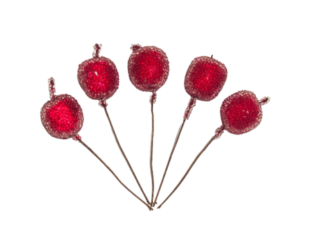 Fructe si Bobite de Ilex Decorative - Merisoare Decorative cu aspect Inghetat - Set 5buc