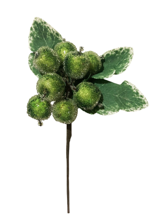 Fructe si Bobite de Ilex Decorative - Merisoare Decorative cu aspect Inghetat - Tulpina cu 8 fructe