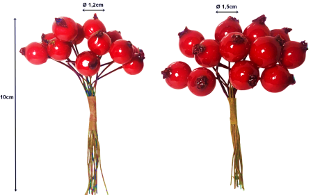 Fructe si Bobite de Ilex Decorative - Paducel Decorativ - Set 12buc