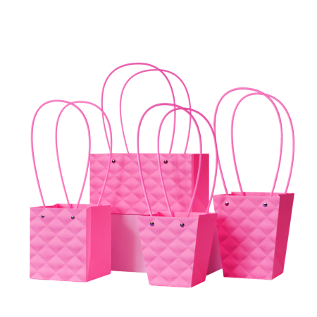 Recipiente aranjamente florale - Poseta Aspect Matlasat "Diamond" pentru aranjamente florale, Ciclam - Set 5 buc