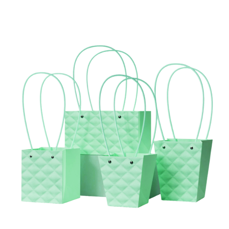 Recipiente aranjamente florale - Poseta Aspect Matlasat "Diamond" pentru aranjamente florale, Mint Blue - Set 5 buc