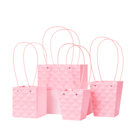 Recipiente aranjamente florale - Poseta Aspect Matlasat "Diamond" pentru aranjamente florale, Pink - Set 5 buc