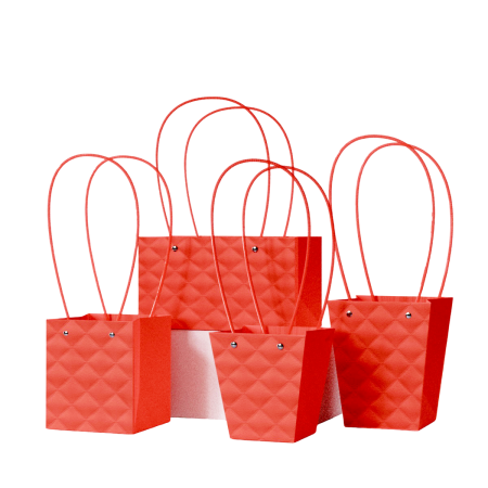 Recipiente aranjamente florale - Poseta Aspect Matlasat "Diamond" pentru aranjamente florale, Red - Set 5 buc