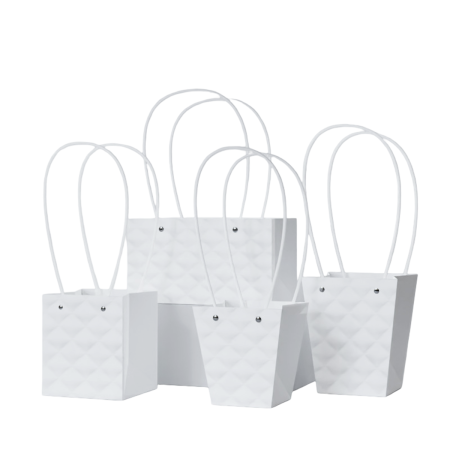 Recipiente aranjamente florale - Poseta Aspect Matlasat "Diamond" pentru aranjamente florale, White - Set 5 buc