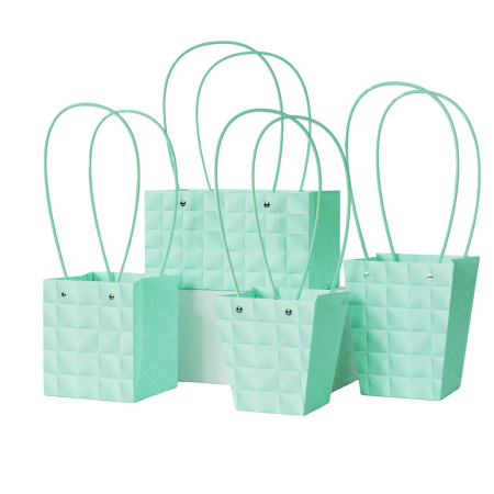 Recipiente aranjamente florale - Poseta Aspect Matlasat "Square" pentru aranjamente florale, Mint Blue - Set 5 buc