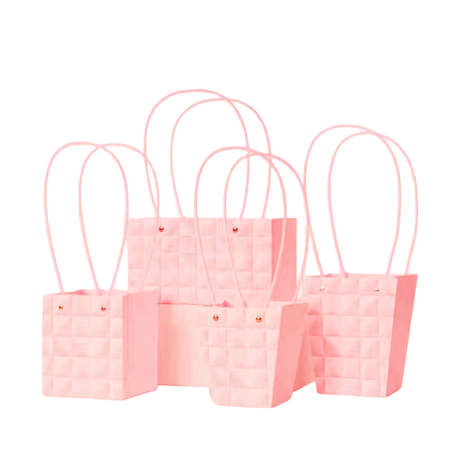 Recipiente aranjamente florale - Poseta Aspect Matlasat "Square" pentru aranjamente florale, Pink - Set 5 buc