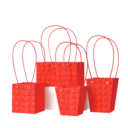 Recipiente aranjamente florale - Poseta Aspect Matlasat "Square" pentru aranjamente florale, Red - Set 5 buc