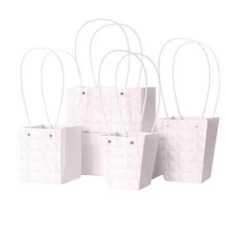 Recipiente aranjamente florale - Poseta Aspect Matlasat "Square" pentru aranjamente florale, White - Set 5 buc