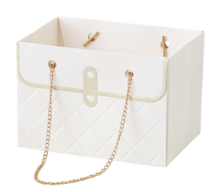 Cutii din Hartie si Carton - Poseta foldabila 18x12x15cm, Aspect Matlasat, pentru aranjamente florale - Set 4 buc