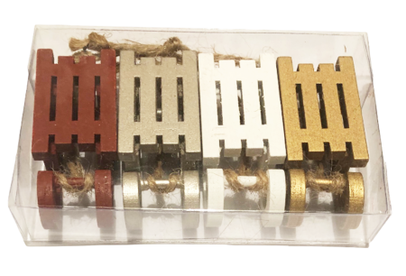 Decoratiuni si Accesorii pentru Iarna - Saniuta din lemn 6cm - Set 4buc