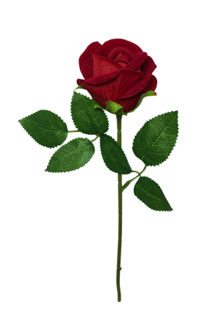 Trandafir - Trandafir artificial din catifea, la Fir, L 29cm - DARK RED
