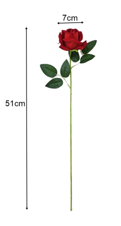 Trandafir artificial din catifea, la Fir, L 51cm [1]
