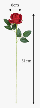 Trandafir artificial din catifea, la Fir, L 51cm [1]