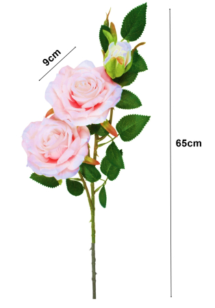 Trandafir artificial din matase, la Fir, L 65cm - Tulpina cu 3 flori [1]