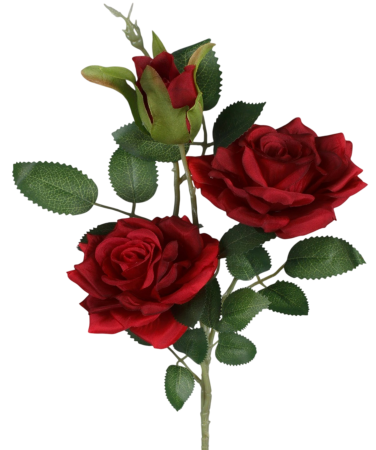 Trandafir - Trandafir artificial din matase, la Fir, L 65cm - Tulpina cu 3 flori