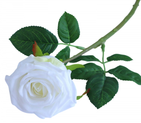 Flori Artificiale cu Tulpina - Trandafir artificial din matase, Wet Feel, la Fir, L 45cm