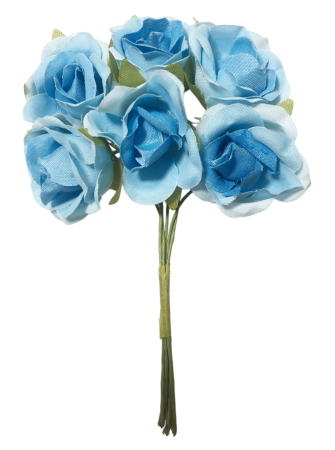 Flori Artificiale - Buchetele - Trandafir din matase ⌀2,5cm, cu tulpina 8cm - Buchet 6 flori