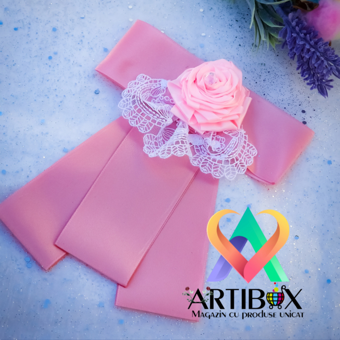 Brosa Eleganta stil Jabou, Papion,  Funda pentru camasi si rochite - Pink [2]