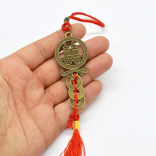 Amuleta canaf - Feng Shui dubla fericire cu 3 monede chinezesti [2]