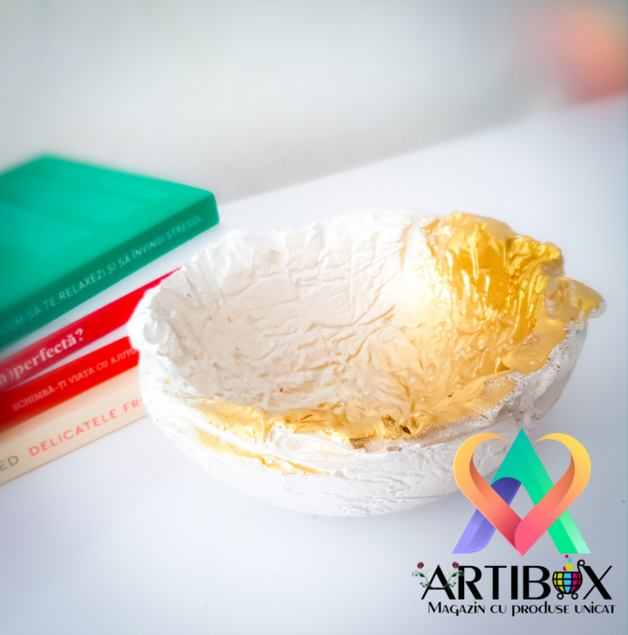 Bomboniera/Bol - Stone - nuanta alb cu efect auriu [7]