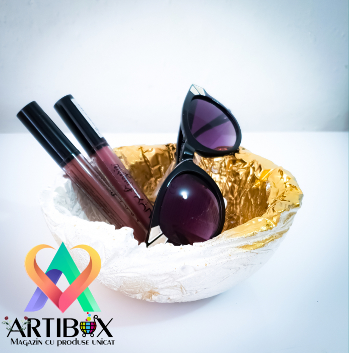 Bomboniera/Bol - Stone - nuanta alb cu efect auriu [4]