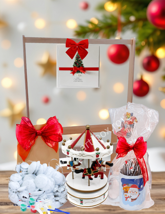 Cadou Mos Craciun - Set pictura globuri, Cana cu dulciuri artizanale si Carusel muzical [1]