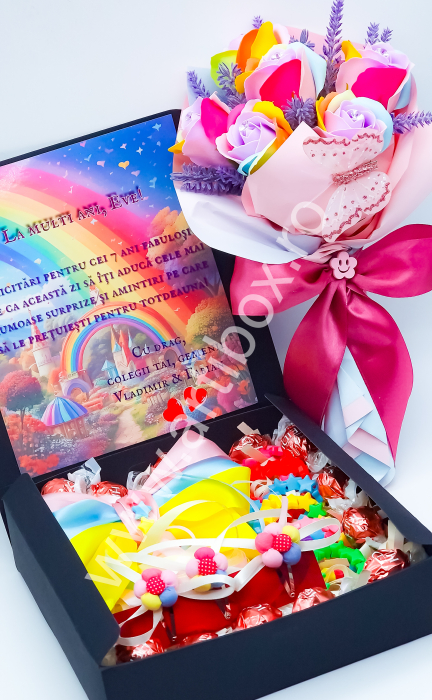 Cadou pentru fetite cu buchet premium rainbow  [6]