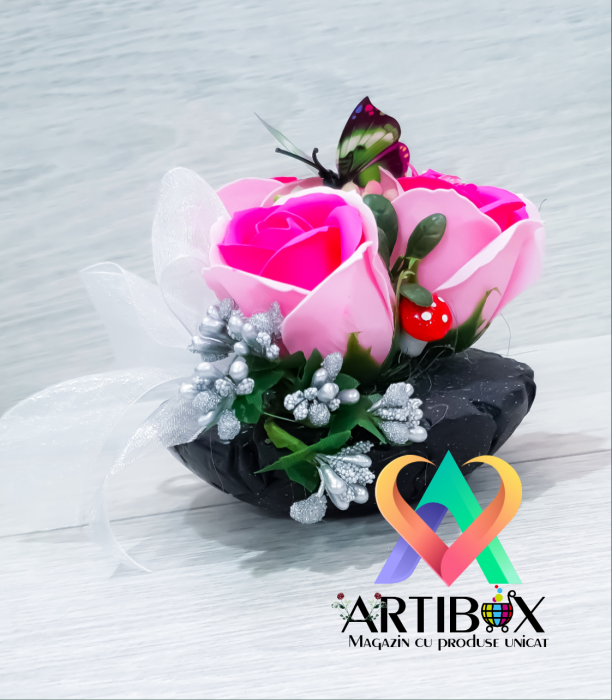 Martisor floral in bol de ipsos glazurat [5]