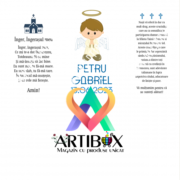 Cruciulite pentru botez deosebite, felicitare cu rugaciune si cadou din partea nasilor [6]
