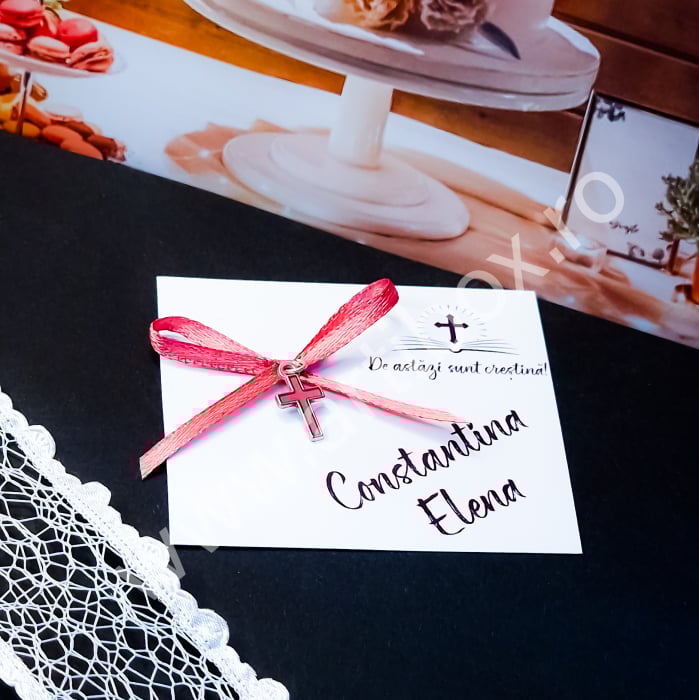 Cruciulite marturii pentru botez cu fundita roz [2]