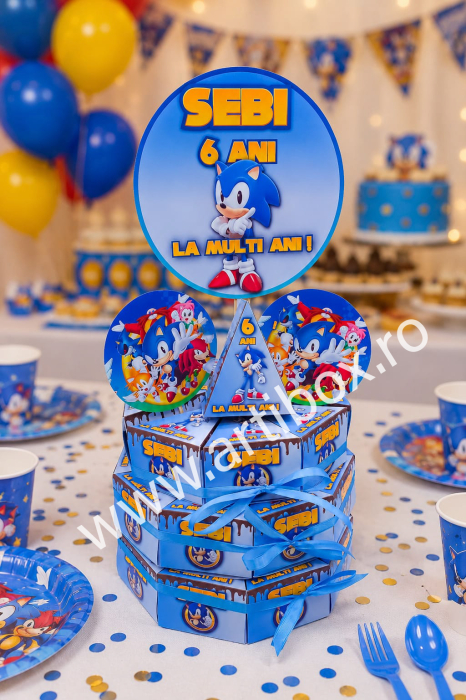 Cutie felie de tort personalizata, cutii aniversare copii - 3 propsuri + accesorii [2]