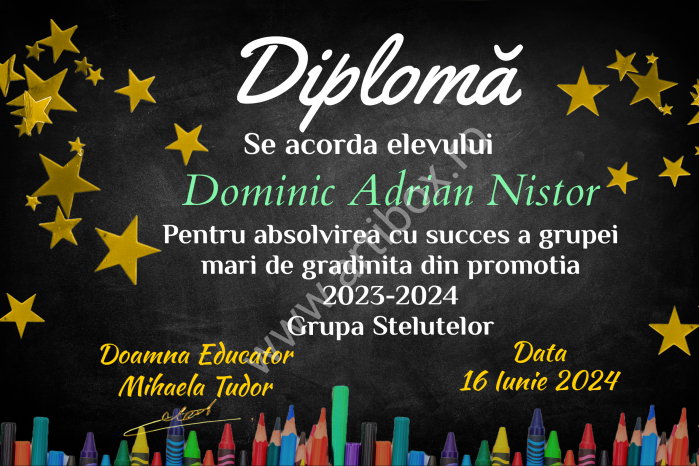 Diploma absolvire - personalizata cu text pentru gradinita/scoala [2]