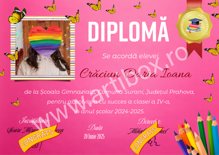 Diploma absolvire - personalizata cu text și poza pentru gradinita/scoala [14]