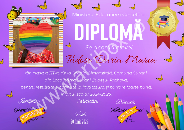 Diploma absolvire - personalizata cu text și poza pentru gradinita/scoala [13]