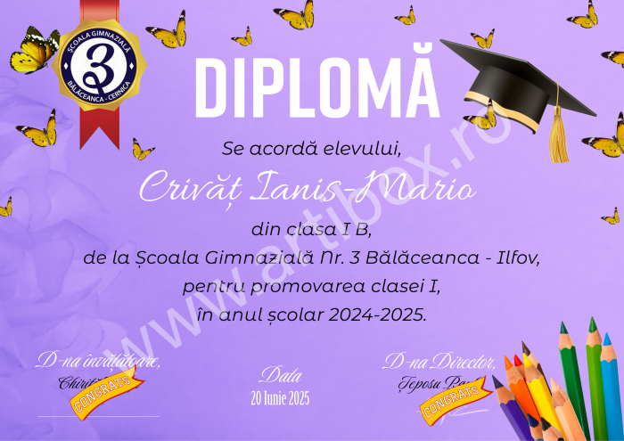 Diploma cu text personalizat, nume si semnatura digitala pentru gradinita/scoala [4]