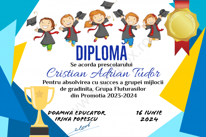 Diploma de premiere - personalizata cu text pentru gradinita/scoala [4]