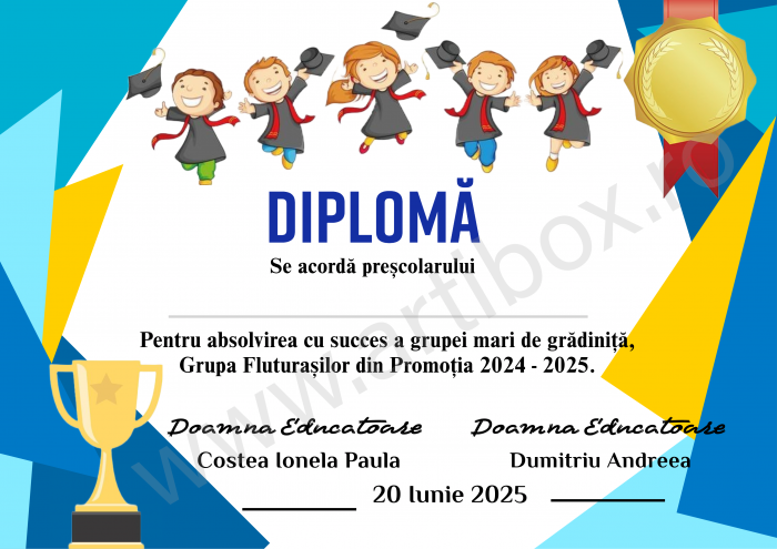 Diploma de premiere - personalizata cu text pentru gradinita/scoala [5]