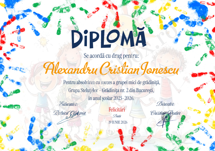 Diploma Gradinita - personalizata cu text pentru gradinita/scoala [2]