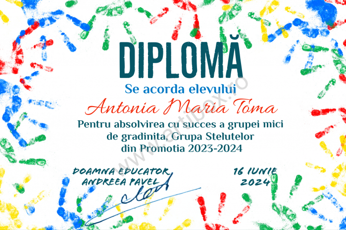 Diploma Gradinita - personalizata cu text pentru gradinita/scoala [2]