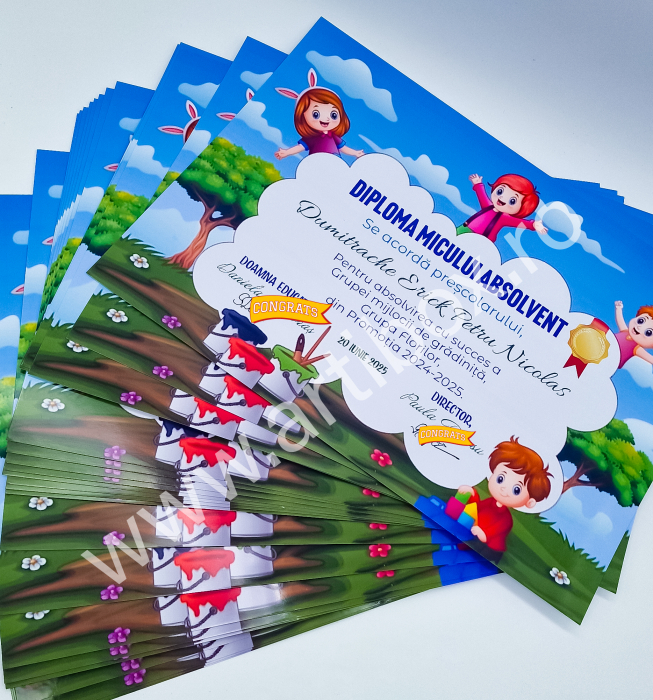 Diploma Micului Absolvent - personalizata cu text pentru gradinita/scoala [3]