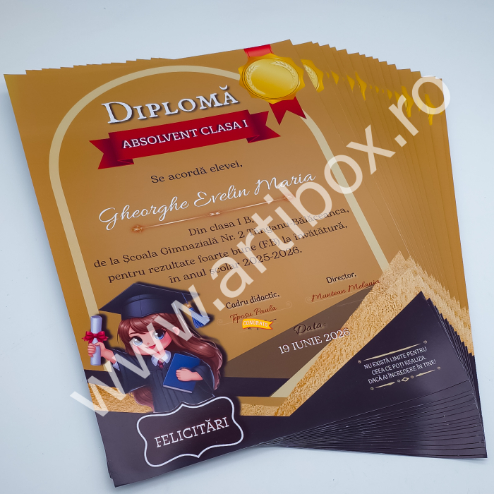 Diploma Scolara Elev - personalizata cu text pentru scoala/gradinita [4]