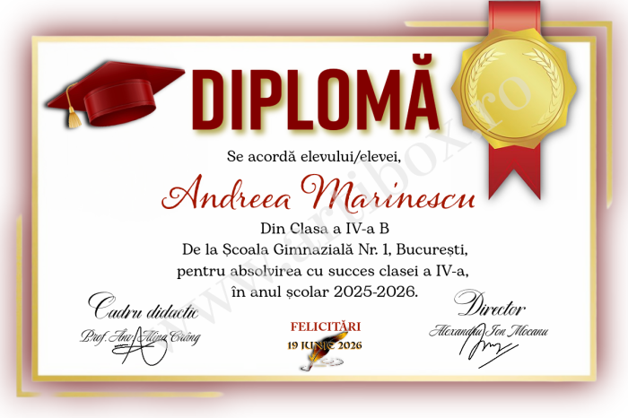 Diplome Absolvire Scoala - personalizata cu text pentru scoala/gradinita [2]