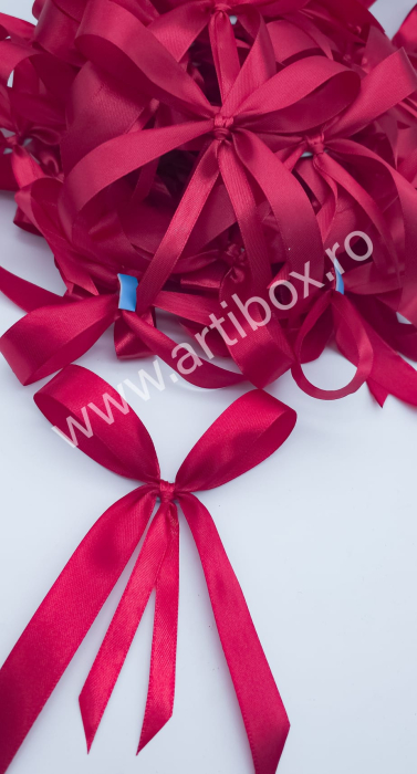 Funda din satin bordo cu cozi lungi - Fundita decorativa pentru marturii, cadouri si ambalaje [2]