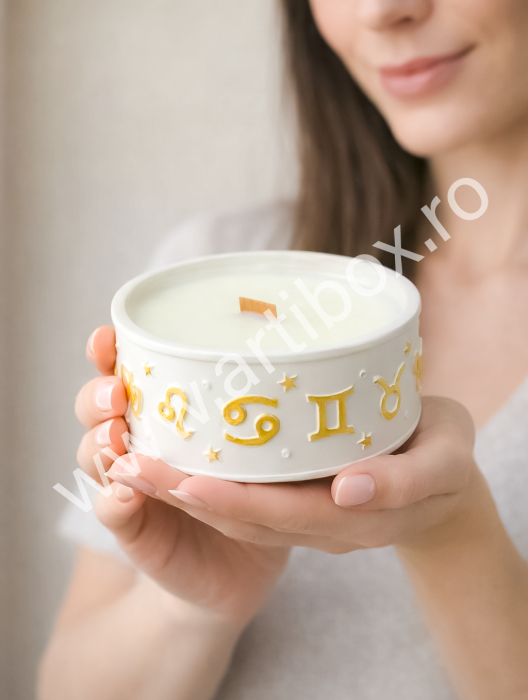 Lumanare in cutie decorativa din ceramica cu model constelatii zodiac [2]