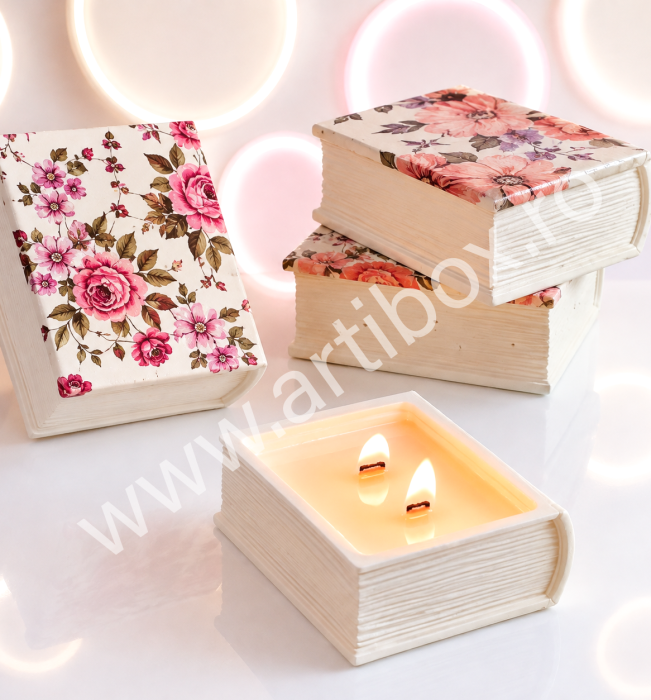 Lumanare parfumata in suport decorativ din ceramica - Model carte [1]